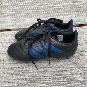 Adidas Goletto Soccer Cleats size youth 2  BLACK ROYAL BLUE‎